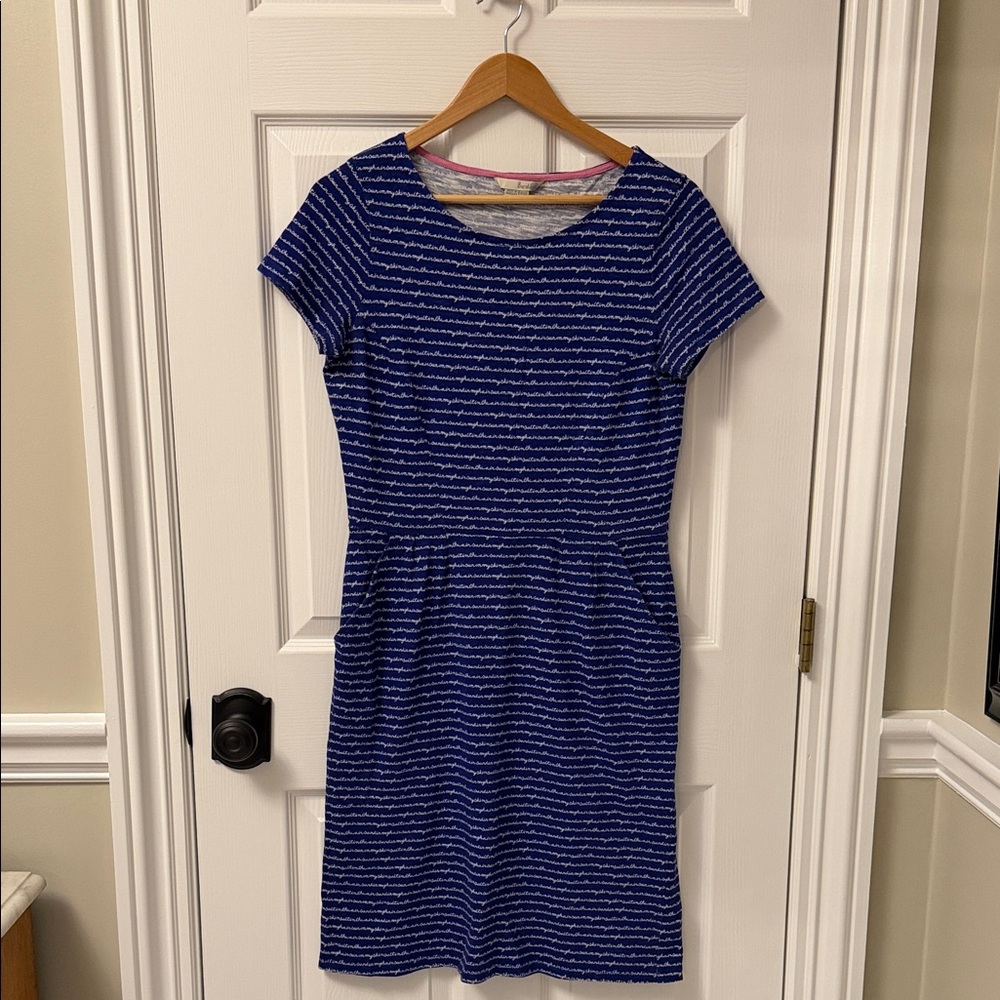 Boden Blue and White Knit Midi Dress